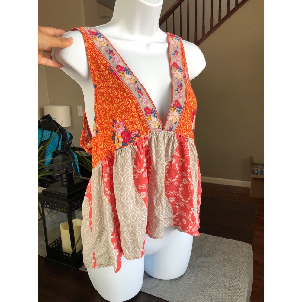 Free People Orange Flowy Top
